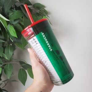 Starbucks Christmas Holiday 2021 Glass Tumbler Cup Red and Green